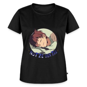 Nutze den Tag - Frauen Premium Bio T-Shirt - Schwarz - Vorne - Selfina (174cm)