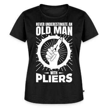 Ne sous-estimez jamais un électricien - T-shirt Premium bio Femme - noir - Devant - Selfina (174cm)