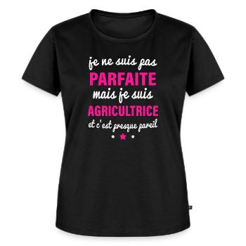 Je ne suis pas parfaite mais je suis agricultrice - T-shirt Premium bio Femme - noir - Devant - Selfina (174cm)