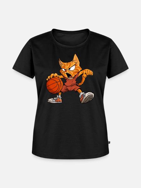 Katzen Basketball - Frauen Premium Bio T-Shirt - Schwarz