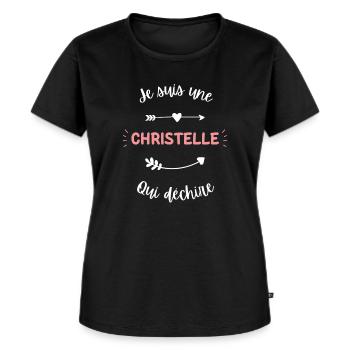 Je suis une Christelle qui déchire - T-shirt Premium bio Femme - noir - Devant - Selfina (174cm)