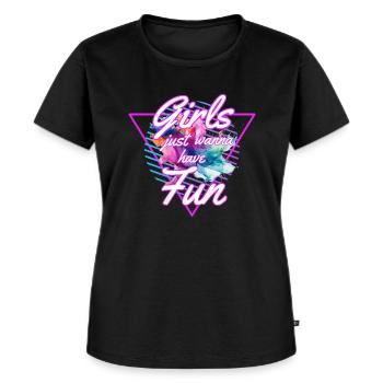 Girls Just Wanna Have Fun 80s - Frauen Premium Bio T-Shirt - Schwarz - Vorne - Selfina (174cm)