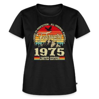Februar 1975 Jahrgang geboren Geburtstag Retro - Frauen Premium Bio T-Shirt - Schwarz - Vorne - Selfina (174cm)