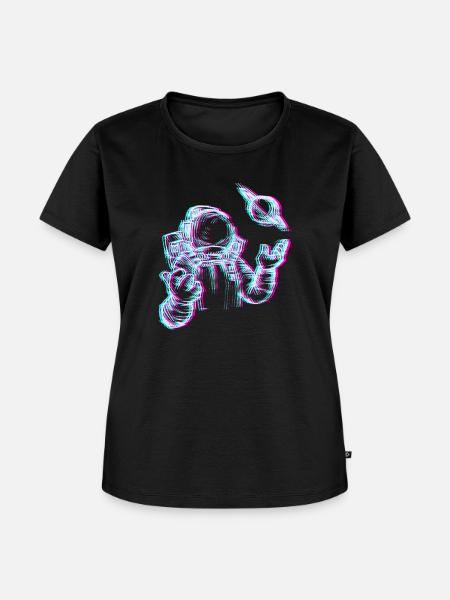 Glitch Astronaut im Weltall - Frauen Premium Bio T-Shirt - Schwarz