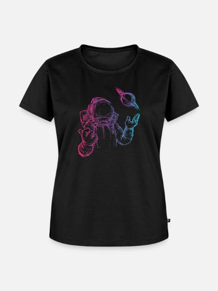 Retro Astronaut im Weltall - Frauen Premium Bio T-Shirt - Schwarz