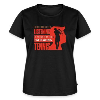 tennis, tennisschoenen, tennis tennisbal - Vrouwen Premium Bio T-shirt - zwart - Voor - Selfina (174cm)