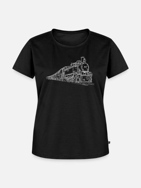 Zug Dampf Lokomotive - Frauen Premium Bio T-Shirt - Schwarz