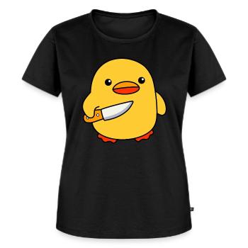 Baby Ente mit Messer Enten Küken Lustig Entenküken - Frauen Premium Bio T-Shirt - Schwarz - Vorne - Selfina (174cm)