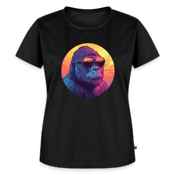 Gorilla im Sonnenuntergang - Frauen Premium Bio T-Shirt - Schwarz - Vorne - Selfina (174cm)