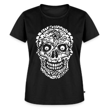 Totenkopf - Frauen Premium Bio T-Shirt - Schwarz - Vorne - Selfina (174cm)