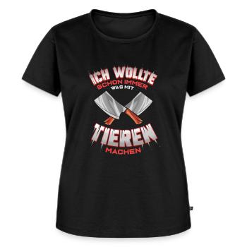 Fleischer Geschenk Metzger Fleisch Metzgerei Was - Frauen Premium Bio T-Shirt - Schwarz - Vorne - Selfina (174cm)