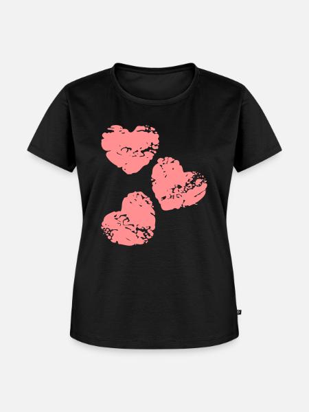 rosa Herzen - Frauen Premium Bio T-Shirt - Schwarz