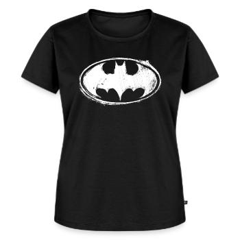 Batman Logo White Chalk - Frauen Premium Bio T-Shirt - Schwarz - Vorne - Selfina (174cm)