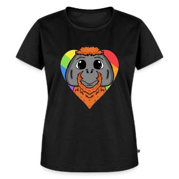 Urangutan Lgbt Regenbogen Farben - Frauen Premium Bio T-Shirt - Schwarz - Vorne - Selfina (174cm)