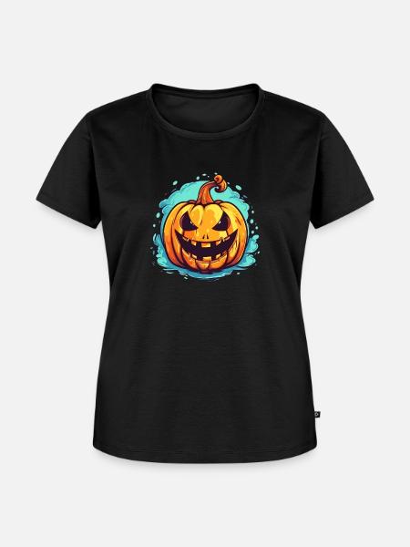 Kürbis Halloween - Frauen Premium Bio T-Shirt - Schwarz