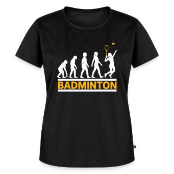 Évolution Badminton Femme Smash Cool - T-shirt Premium bio Femme - noir - Devant - Selfina (174cm)