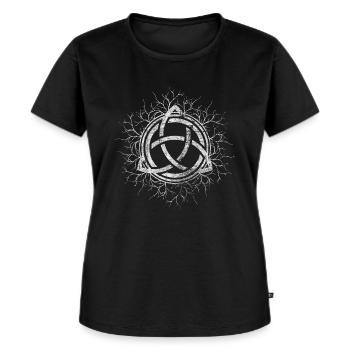 Triquetra - Frauen Premium Bio T-Shirt - Schwarz - Vorne - Selfina (174cm)