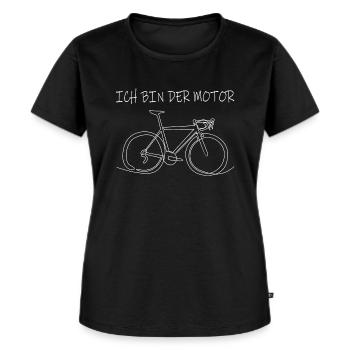 Rennrad Fahrradfahrer Ich bin Der Motor Geschenk - Frauen Premium Bio T-Shirt - Schwarz - Vorne - Selfina (174cm)