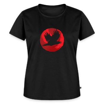 Gotischer Schädel-roter Mond-schwarze Krähe - Frauen Premium Bio T-Shirt - Schwarz - Vorne - Selfina (174cm)
