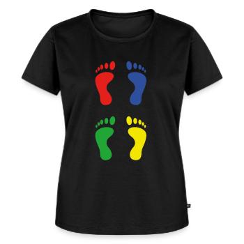 Fuß Fußabdruck - Frauen Premium Bio T-Shirt - Schwarz - Vorne - Selfina (174cm)