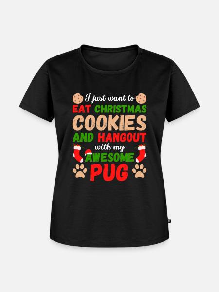 Weihnachten Mops Kekse - Frauen Premium Bio T-Shirt - Schwarz