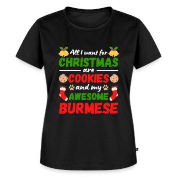 Biscuits de chat de Noël Birmanie - T-shirt Premium bio Femme - noir - Devant - Selfina (174cm)