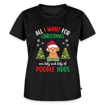 Frohe Weihnachten Süßer Pudel Kawaii - Frauen Premium Bio T-Shirt - Schwarz - Vorne - Selfina (174cm)