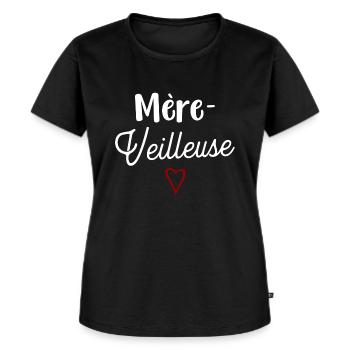 Mère-veilleuse cadeau - T-shirt Premium bio Femme - noir - Devant - Selfina (174cm)