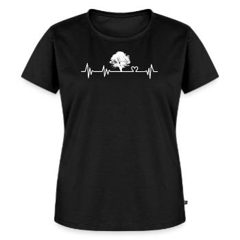 Natur Baum Herzschlag Herzfrequenz Naturfreund - Frauen Premium Bio T-Shirt - Schwarz - Vorne - Selfina (174cm)