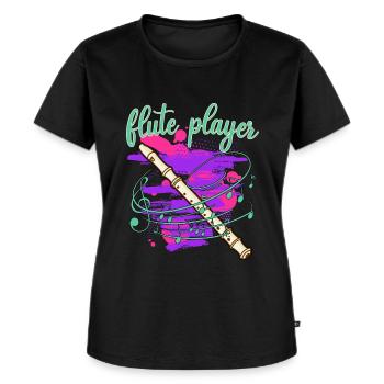flöte flötist blockflöte flötenspieler querflöte - Frauen Premium Bio T-Shirt - Schwarz - Vorne - Selfina (174cm)