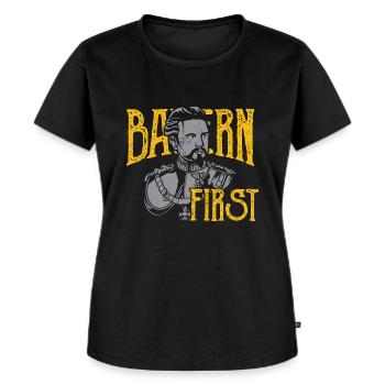 Bayern First König Ludwig Freistaat Bavaria - Frauen Premium Bio T-Shirt - Schwarz - Vorne - Selfina (174cm)