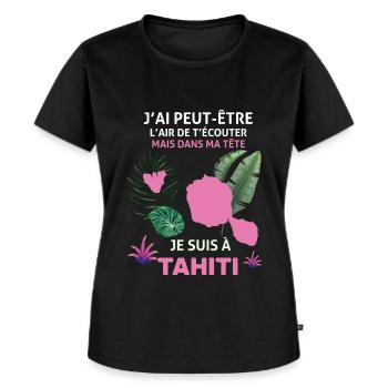 Tahiti Je T'Aime Cadeau Homme Ou Femme - T-shirt Premium bio Femme - noir - Devant - Selfina (174cm)