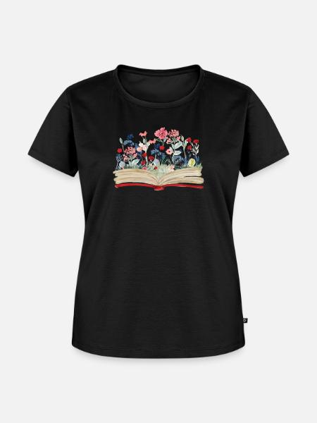 Bücherwurm Buch Lesen Leseratte - Frauen Premium Bio T-Shirt - Schwarz