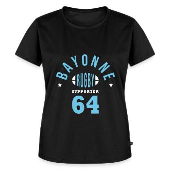 Rugby Bayonne supporter bayonnais 64 - T-shirt Premium bio Femme - noir - Devant - Selfina (174cm)