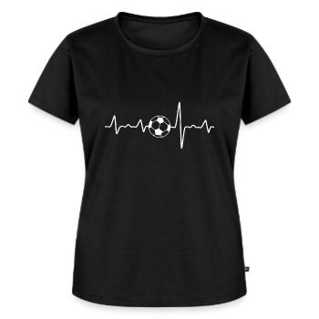 Fußball Herzschlag - Frauen Premium Bio T-Shirt - Schwarz - Vorne - Selfina (174cm)