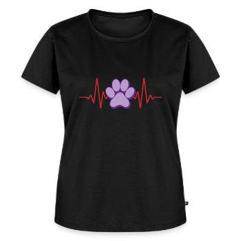 Herzschlag Pfote Hunde | Farben änderbar - Frauen Premium Bio T-Shirt - Schwarz - Vorne - Selfina (174cm)