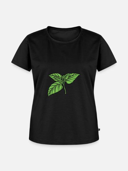 Minze Minzblatt - Frauen Premium Bio T-Shirt - Schwarz