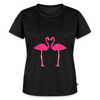 flamingo, flamingo's - Vrouwen Premium Bio T-shirt - zwart - Voor - Selfina (174cm)
