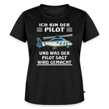 HUBSCHRAUBER ICH BIN DER PILOT - Frauen Premium Bio T-Shirt - Schwarz - Vorne - Selfina (174cm)