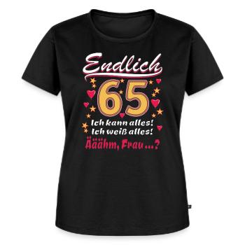 ENDLICH 65 - Frauen Premium Bio T-Shirt - Schwarz - Vorne - Selfina (174cm)