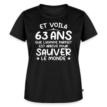 63 Jahre alt Geschenk 63 Jahre alt Original Geschenk Männer 63 Jahre alt - Frauen Premium Bio T-Shirt - Schwarz - Vorne - Selfina (174cm)