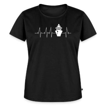Kreuzfahrt Kreuzfahrtschiff Herzschlag Geschenk - Frauen Premium Bio T-Shirt - Schwarz - Vorne - Selfina (174cm)