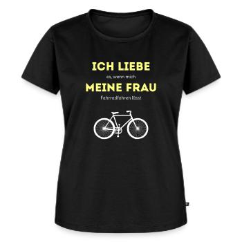 Fahrrad lustiger Spruch Fahrradfahrer - Frauen Premium Bio T-Shirt - Schwarz - Vorne - Selfina (174cm)