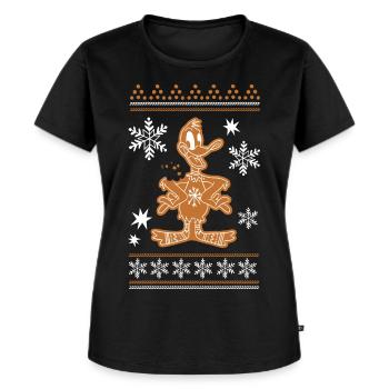 Looney Tunes Daffy Duck Kekse Weihnachten - Frauen Premium Bio T-Shirt - Schwarz - Vorne - Selfina (174cm)