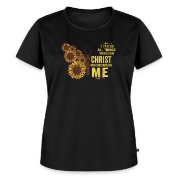I Can Do All Things Through Christ Strengthens - Frauen Premium Bio T-Shirt - Schwarz - Vorne - Selfina (174cm)