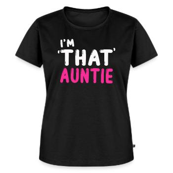 Je suis cette tante - T-shirt Premium bio Femme - noir - Devant - Selfina (174cm)