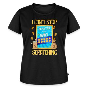 Ich kann nicht aufhören zu kratzen - Frauen Premium Bio T-Shirt - Schwarz - Vorne - Selfina (174cm)