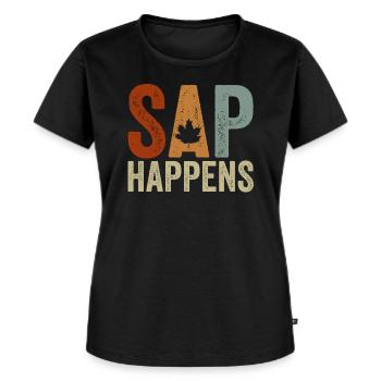 Ahornsirup Baum Klopfen Lustiger Herbst - Frauen Premium Bio T-Shirt - Schwarz - Vorne - Selfina (174cm)