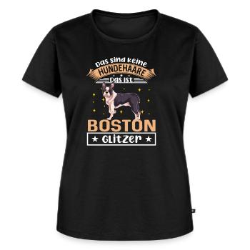 Das Sind Keine Hundehaare Das Ist Boston Glitzer H - Frauen Premium Bio T-Shirt - Schwarz - Vorne - Selfina (174cm)