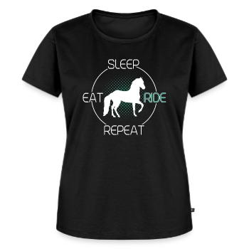 Eat Sleep Ride Repeat - Frauen Premium Bio T-Shirt - Schwarz - Vorne - Selfina (174cm)